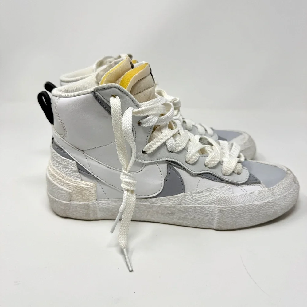 Nike sacai x Blazer Mid White Grey Tennis Shoe Sneakers - Picture 7 of 14